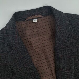 JKT New York Blazer Mens 42R Wool Blend Gray Glen Plaid Tweed Sport Coat Jacket